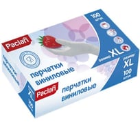 Виниловые неопудренные перчатки PACLAN КОМПЛЕКТ 50 пар, размер XL очень большой, белые, 407191
