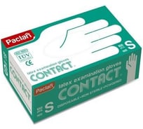 Латексные опудренные перчатки PACLAN Contact, комплект 50 пар, размер S малый, 604085