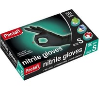 Нитриловые неопудренные перчатки PACLAN 25 пар, размер S, черный, 606348