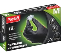 Нитриловые неопудренные перчатки Paclan комплект 25 пар, 50 шт размер M средний, черные, 407780 605536 407783