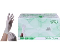 Перчатки смотровые нитриловые SFM н/стер. неопудр. текстур. внутр. полим покр. р. ХL (очень большие) № 100 пар / БЕЛЫЙ 4036534974209
