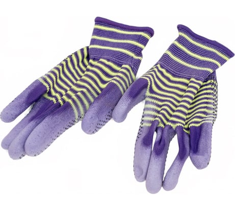 Перчатки нейлоновые Добросад "Радуга" с ПВХ покрытием полуоблитые с точкой, мультицвет, р. 8 788-418