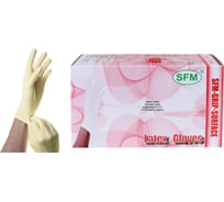 Смотровые перчатки SFM однораз. н/стер. латексные неопудр. текстур. внутр. полим. покр. р. S (мал.) / натуральный 4036534936207