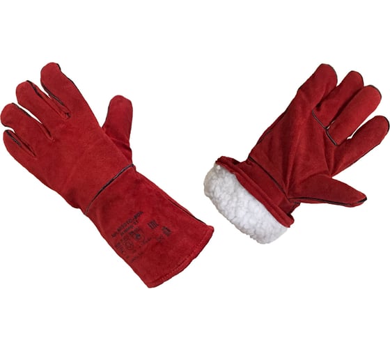Спилковые краги Элит-Профи WINTER Red Lux, BOA А0301-В