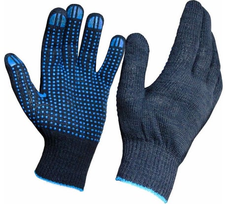 Перчатки Сибшнур хб, черные, Х-нить с ПВХ 70073