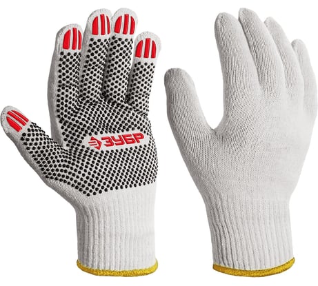 Перчатки с ПВХ покрытием (точка) ЗУБР Оптима L (9), х/б, 10 класс 11440-L