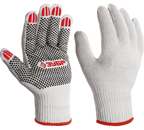 Перчатки с ПВХ покрытием (точка) ЗУБР Оптима М (8), х/б, 10 класс 11440-М