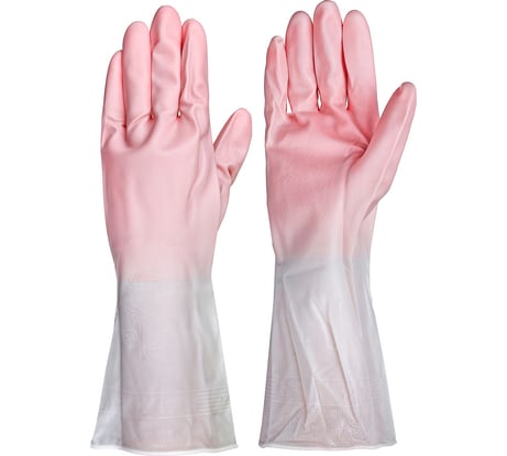 Перчатки хозяйственные, двухцветные VETTA ПВХ, 30 см, размер L 447-058