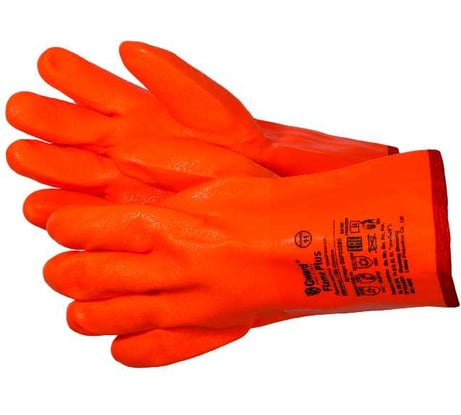 Перчатки утепленные Gward Flame Plus с обливкой ПВХ оранжевого цвета р. XL 12 пар в упаковке GSP0328S, рост XL12