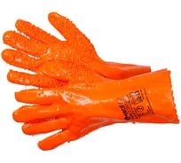 Перчатки МБС Gward Fishy интерлок с полным покрытием ПВХ и ПВХ крошкой оранжевого цвета, размер XL, 12 пар в упаковке GSP0111R-II, рост XL12
