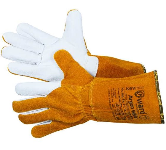Краги из спилка Gward Argon Welder с ладонью из белой кожи размер XXL, 12 пар в упаковке арт. XY300 1
