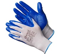 Перчатки нейлоновые Gward Blue белые, с синим нитриловым покрытием размер М, 12 пар в упаковке N2002B/М12
