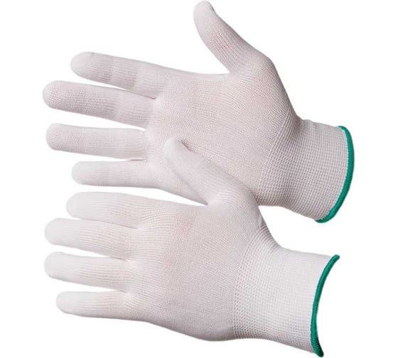Перчатки нейлоновые Gward Touch белого цвета без покрытия р. L 12 пар NP1001 NP1001white/L12 1