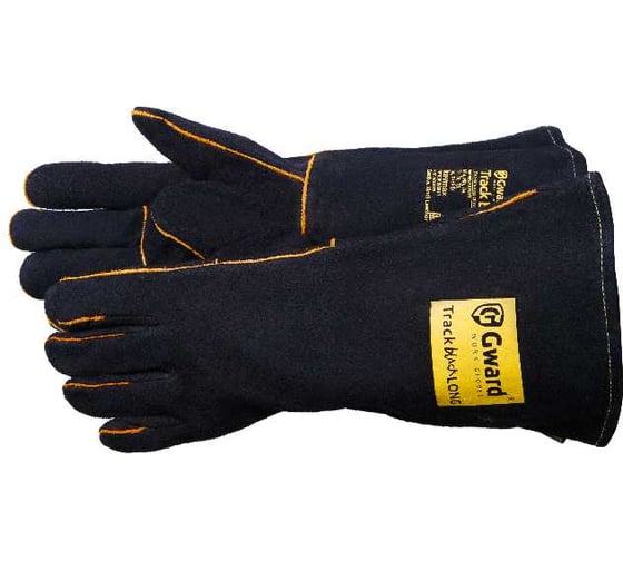Краги из спилка черного цвета с широким раструбом Gward Track Black Long длина 42 см р. XXL 12 пар XY073 XY073/Long 1