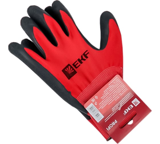 Нейлоновые перчатки EKF PROFI с рельефным латексом Expert pe15nl-proxima