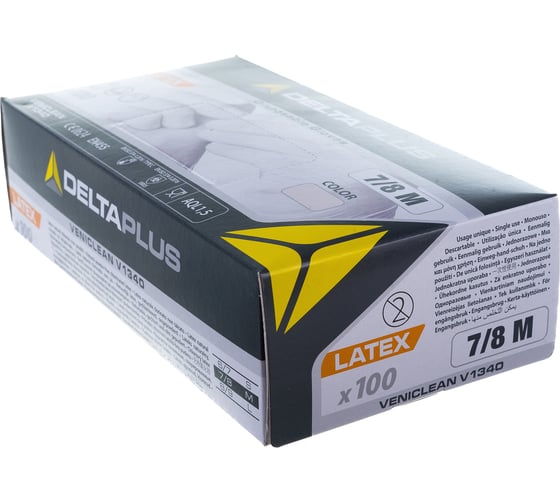 Латексные перчатки Delta Plus V1340, без напыления, р. 8, 100 перчаток V1340**08