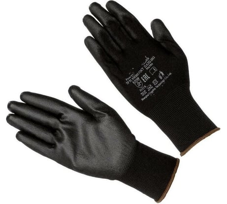 Перчатки черные нейлоновые ЗТ с полиуретановым покрытием черного цвета, Мультитакт р-р 10 750210B