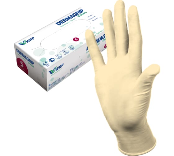 Смотровые латексные перчатки DERMAGRIP CLASSIC 100 штук, размер S CT0000000690 1