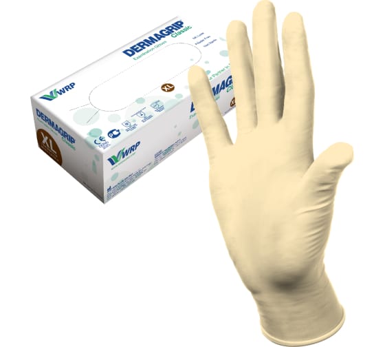 Смотровые латексные перчатки DERMAGRIP CLASSIC 100 штук, размер XL CT0000000693 1