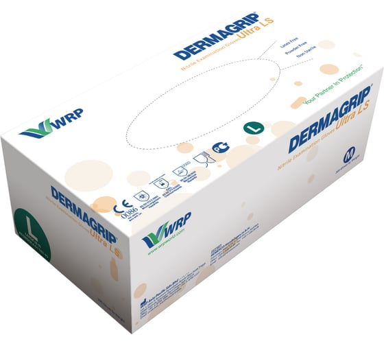 Смотровые перчатки DERMAGRIP ULTRA LS, нитрил, 200 штук, размер L CT0000000549