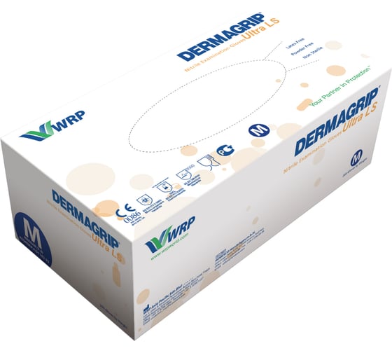 Смотровые перчатки DERMAGRIP ULTRA LS, нитрил, 200 штук, размер M CT0000000548