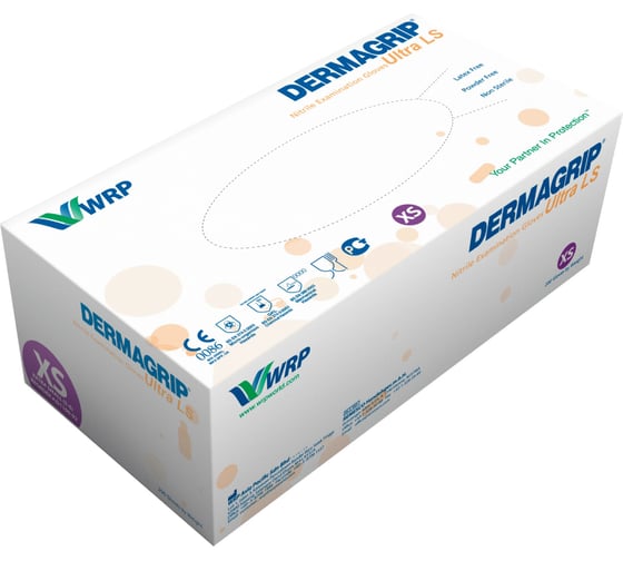 Смотровые перчатки DERMAGRIP ULTRA LS, нитрил, 200 штук, размер XS CT0000000546