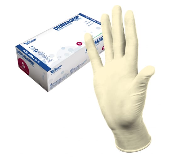 Смотровые перчатки DERMAGRIP EXTRA, латекс, 50 штук, размер S CT0000000671 1