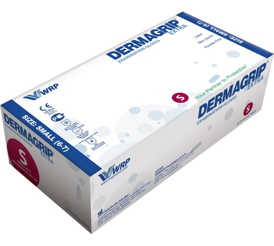 Смотровые перчатки DERMAGRIP EXTRA, латекс, 50 штук, размер S CT0000000671