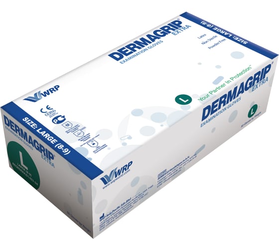 Смотровые перчатки DERMAGRIP EXTRA, латекс, 50 штук, размер L CT0000000673