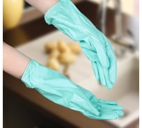 Хозяйственные защитные суперпрочные перчатки Доляна ПВХ, 90 г, размер L, цвет голубой 3565806
