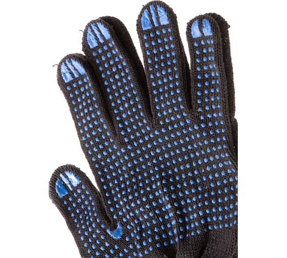 Трикотажные перчатки Россия ПВХ-покрытие Точка 10 класс черные 67855 .