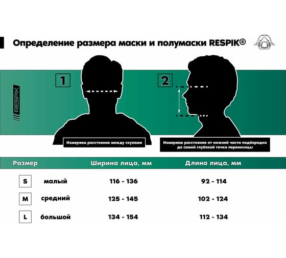 Полумаска RESPIK 803 размер L зеленая R803 green