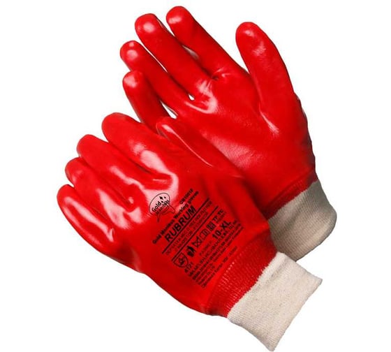 Перчатки МБС Gold Manibus Rubrum с ПВХ покрытием с манжетом-резинкой р.10 (XL) GM1001P-10