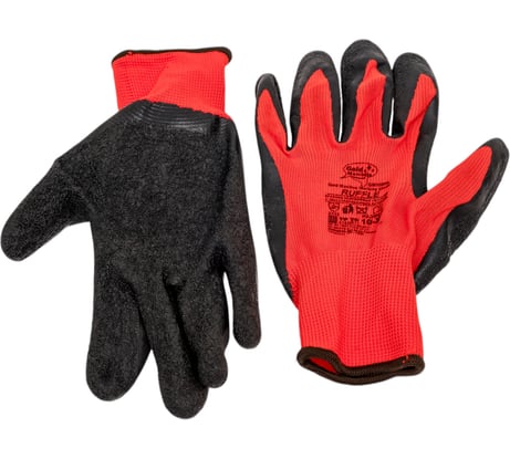 Нейлоновые перчатки Gold Manibus Ruffle красные с текстурированным латексом р.10 (XL) GM1001L-10