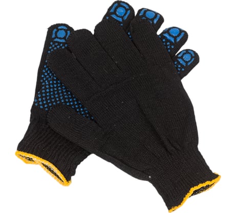 Перчатки х/б с ПВХ Сибшнур Оптима, х-нить, черные 70128