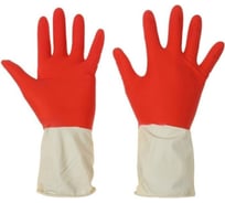 Перчатки хозяйственные латексные MASTER БИКОЛОР ЛЮКС размер L (красный+белый) 144 ИМПОРТ 405-734