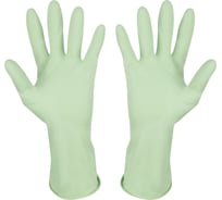 Латексные перчатки Рыжий кот с хлопковым напылением, зеленые, размер S 101278