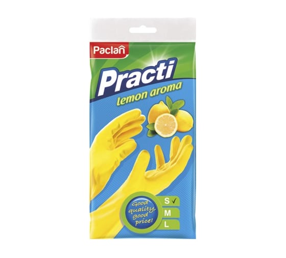 Резиновые перчатки с ароматом лимона Paclan S желтые, 1 пара 42235000 1