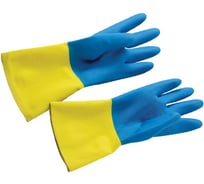 Перчатки резиновые Ben Fatto M BICOLOR сине-желтые, текстурированные 30425