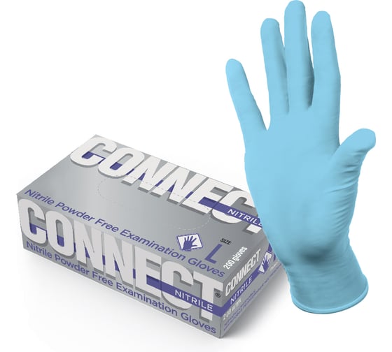 Перчатки CONNECT нитриловые неопудренные 200 шт, размер L CT0000005535 1