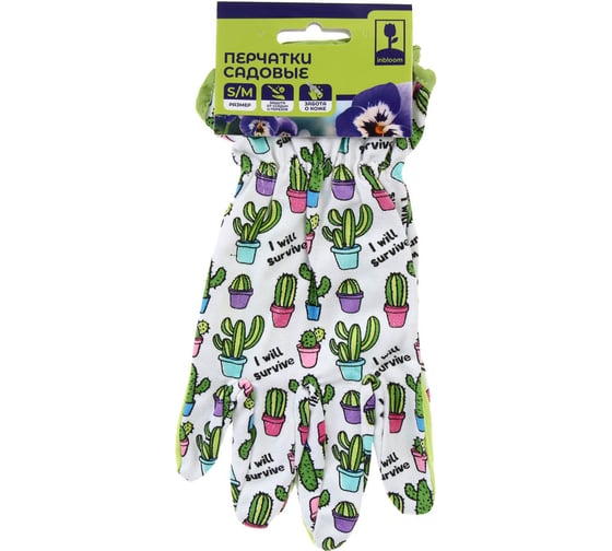 Перчатки садовые S/M, 23х10см, 40г, хлопок Inbloom 180-026