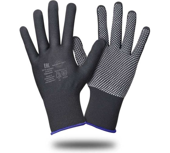 Перчатки Safeprotect НейпМикро-Ч (нейлон+ПВХ-микроточка, черный) р, 7 (S) 133325S 1