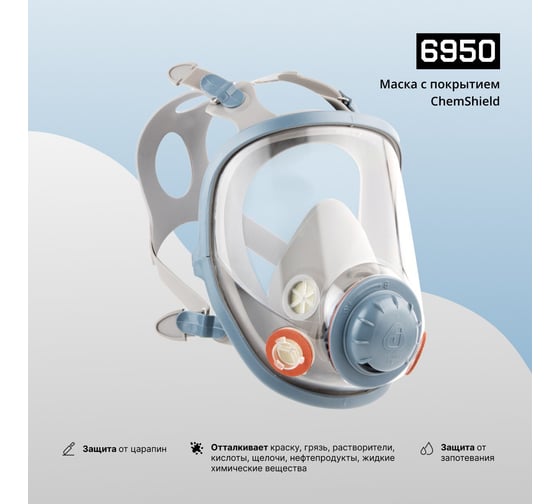 Полнолицевая маска Jeta Safety с антивандальным покрытием + 10 пленок в комплекте, размер M 6950F-M