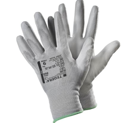 Перчатки из синтетического материала обливные с полиуретаном МБС TEGERA цвет серый, размер 10 868-10