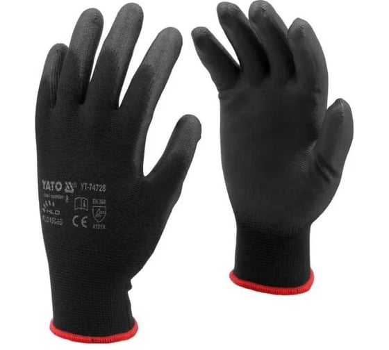 Перчатки YATO EN388 PUR BLACK размер 9 YT-74729 5997721381090 1