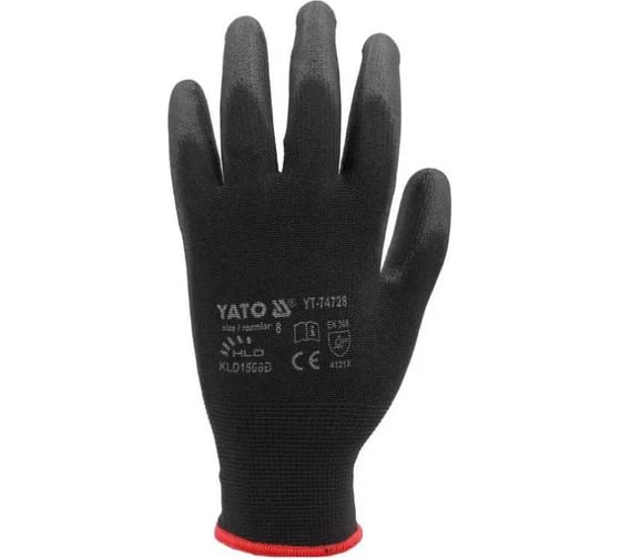 Перчатки YATO EN388 PUR BLACK размер 9 YT-74729 5997721381090 1
