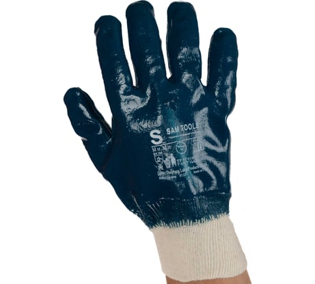 Перчатки маслобензостойкие трикотажные SAMGRUPP полный нитриловый облив, синие, р 10/XL, 360 пар SAMC-074000001-360