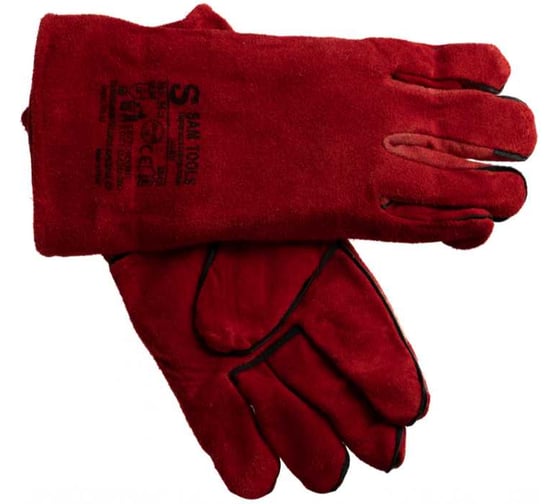 Перчатки сварочные SAMGRUPP красные, краги, р 14/3XL, 10 пар SAMC-070000001-10