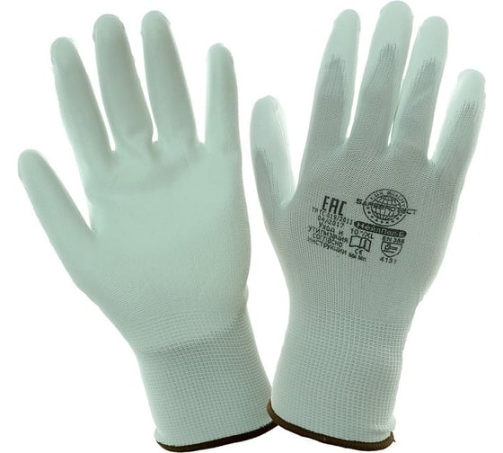 Перчатки Safeprotect НейпПол-Б, нейлон+полиуретан, белый, р. 8, M, 12 пар 59342 1