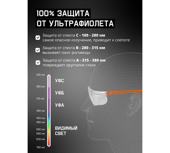 Очки открытые Jeta Safety с покрытием AS/AF с панорамным обзором, мягким носовым упором, JSG-7911